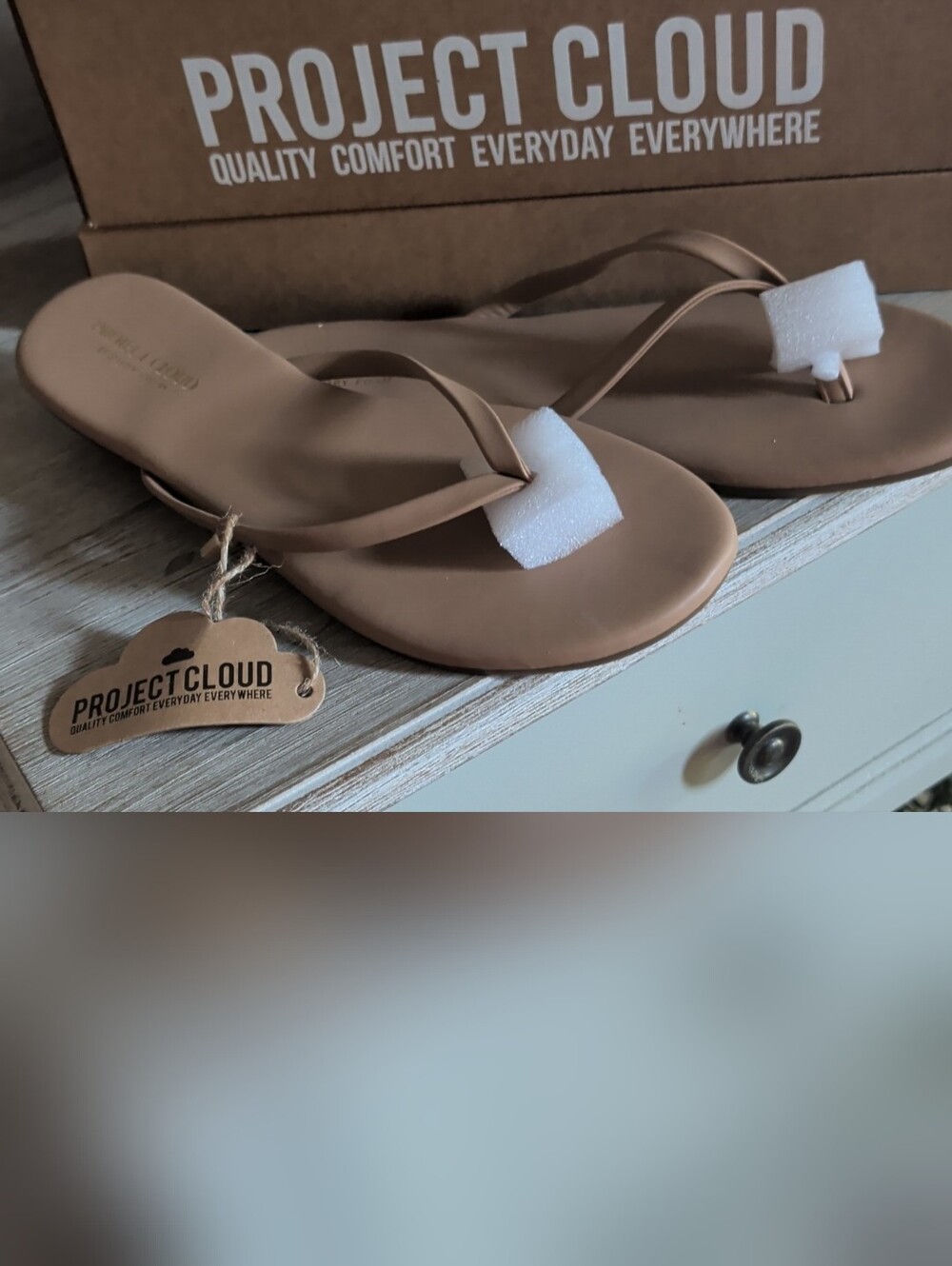 Project Cloud Women's Tan Minimalist Thong Sandals